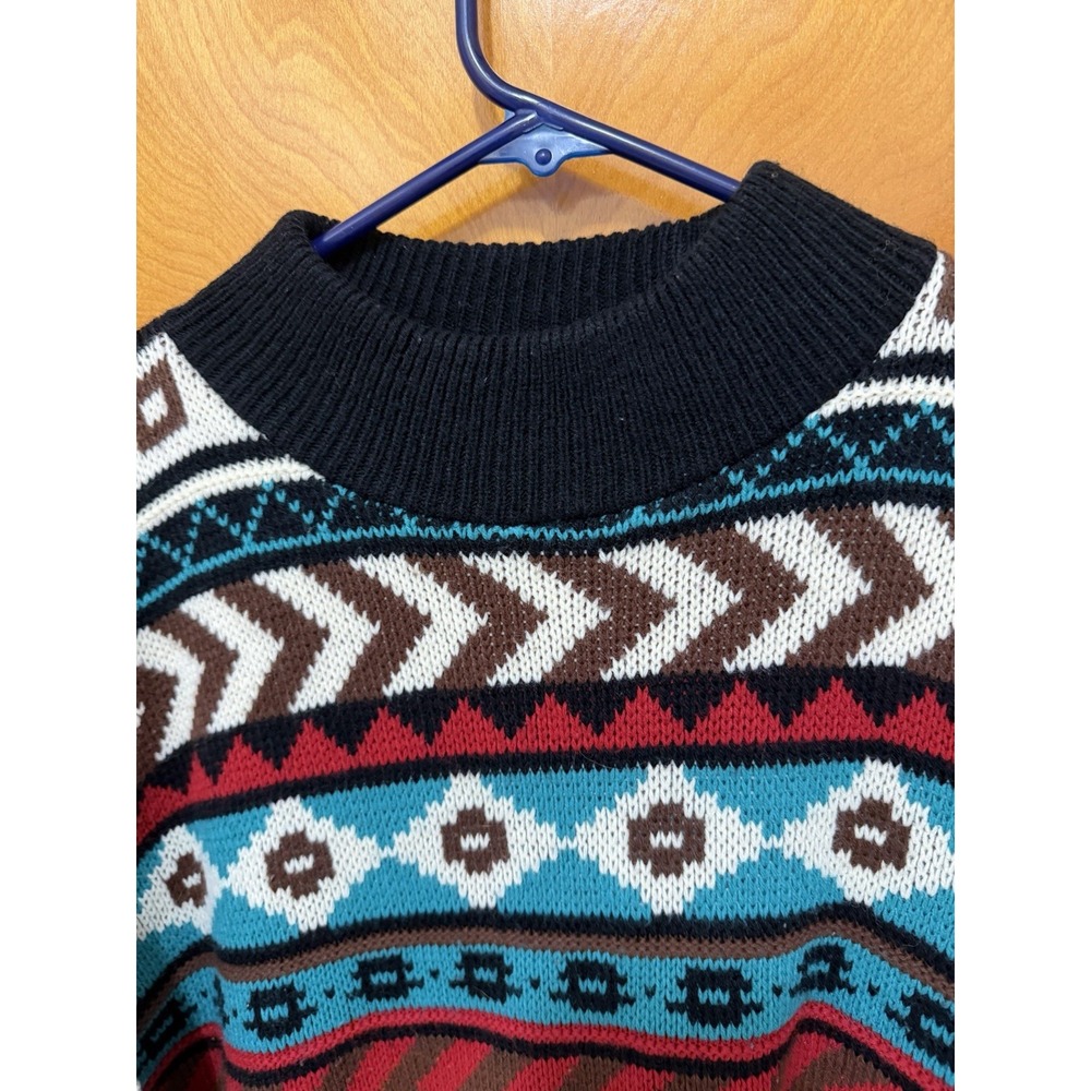 VTG 80s 90s Croquet Club Geometric Knit Jumper Sweater Large Coogi Style Cosby - Picture 8 of 9